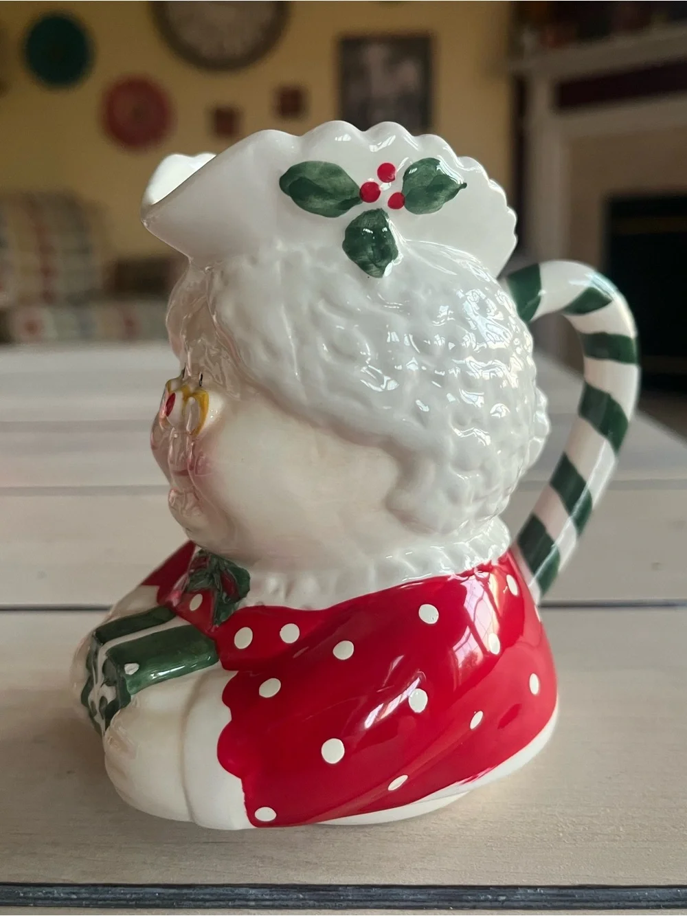 Mrs. Santa Ceramic Sugar & Creamer Set - Red and White Holiday Decor